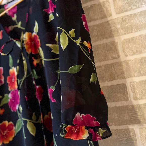 Worthington Floral Long Sleeve Dress Two Piece Set - Picture 11 of 12